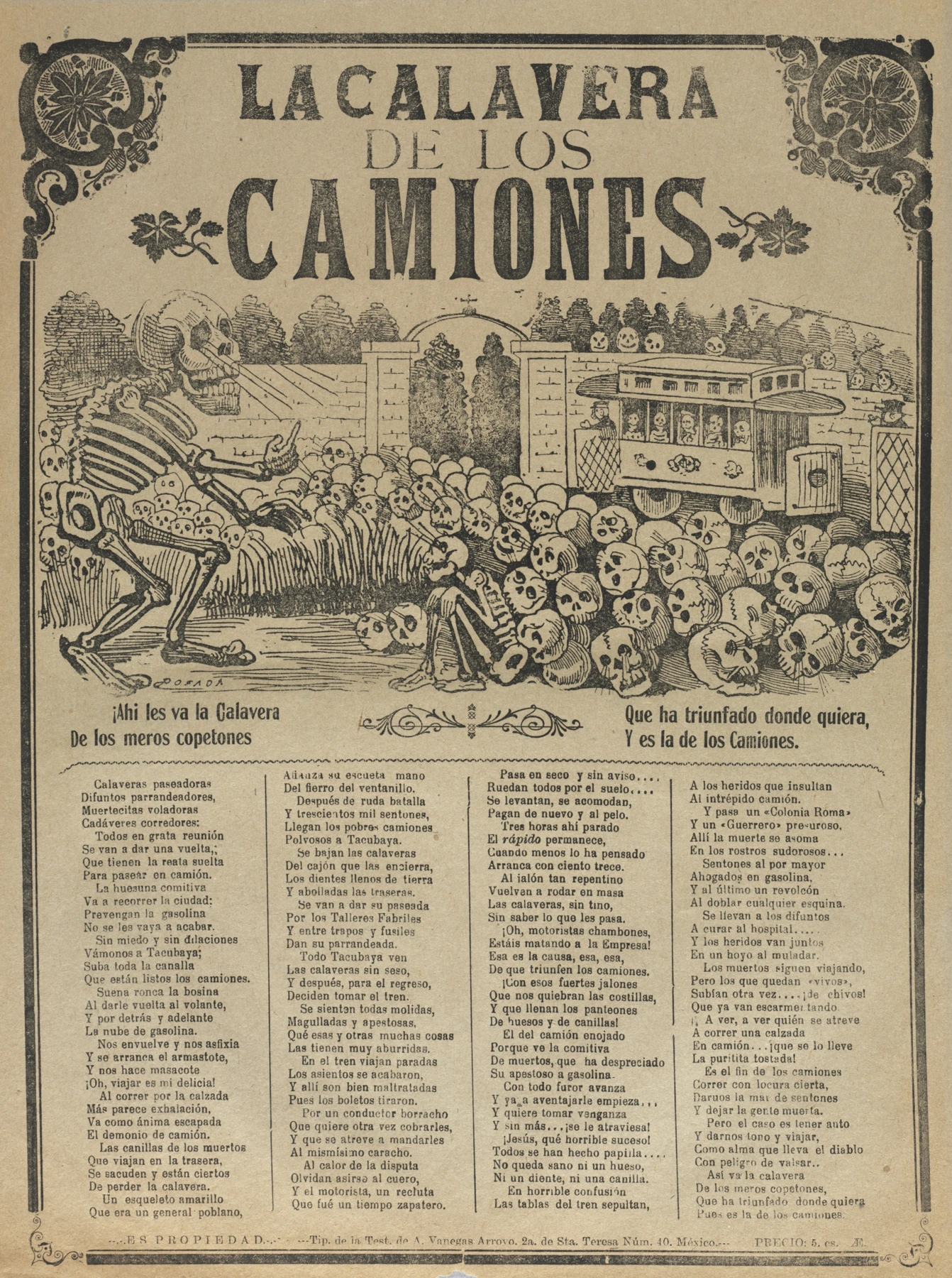 The Skeleton of the Buses — José Guadalupe Posada